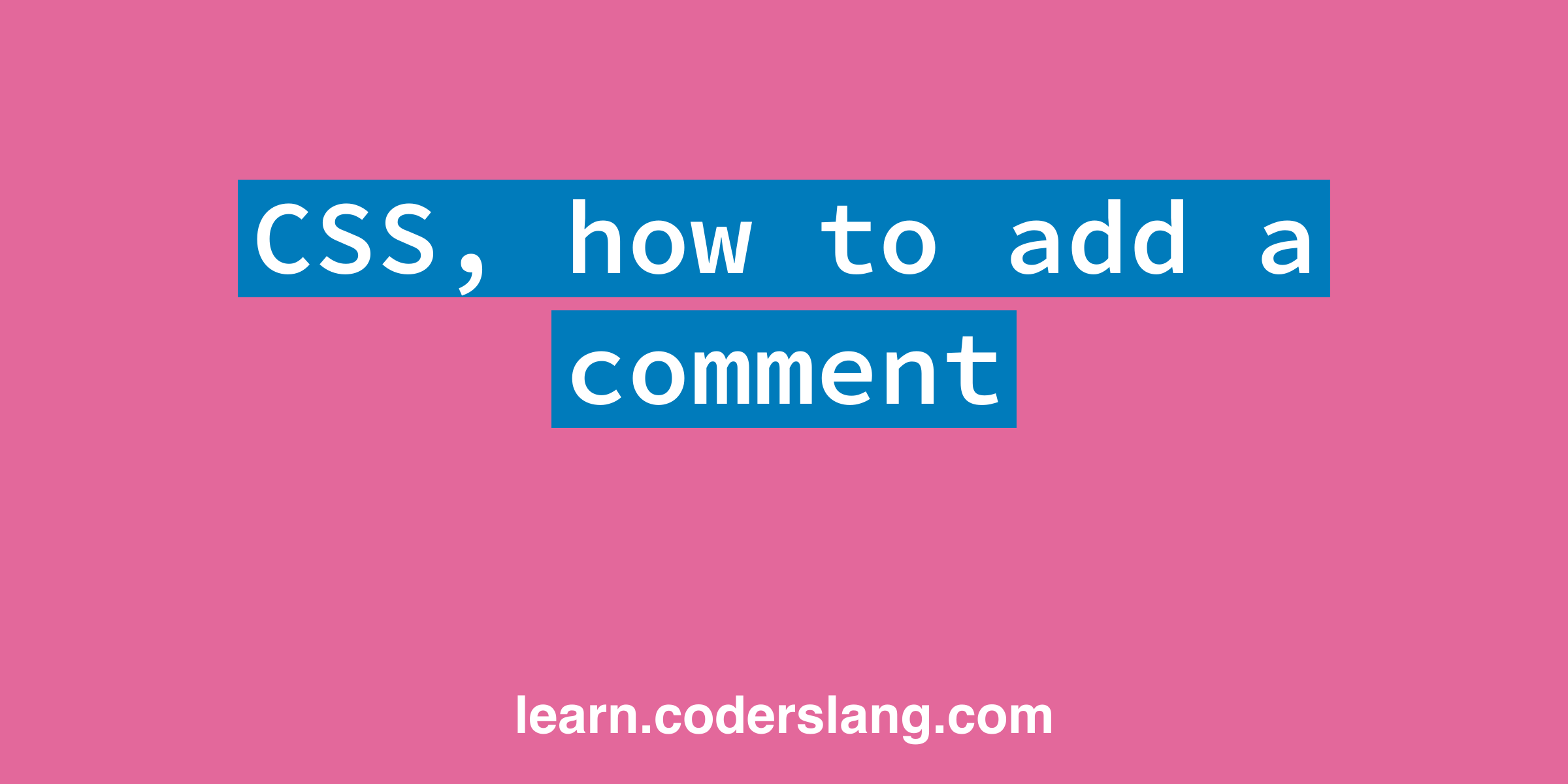 How to add a comment in CSS