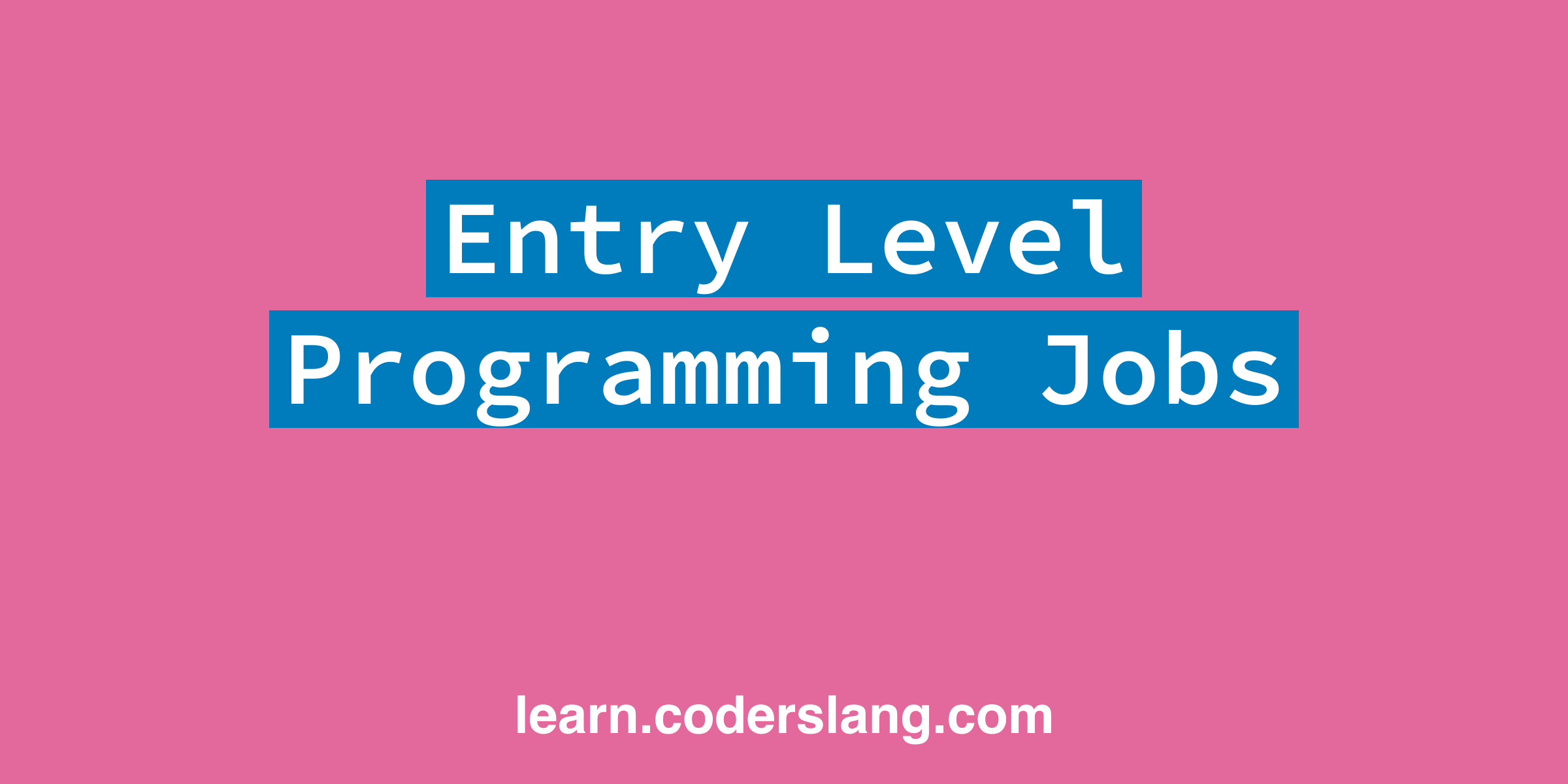Entry Level Programming Jobs